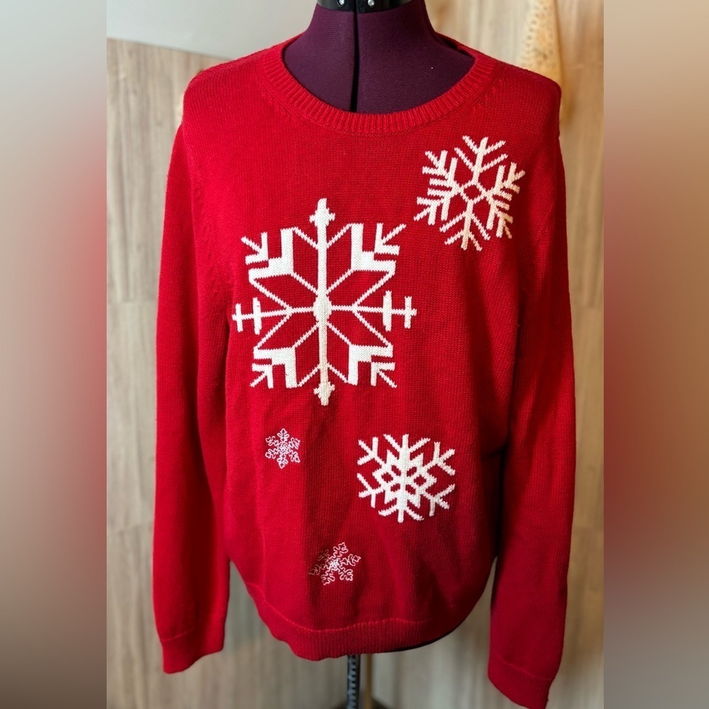 Talbots Red Snowflake Women's Sweater